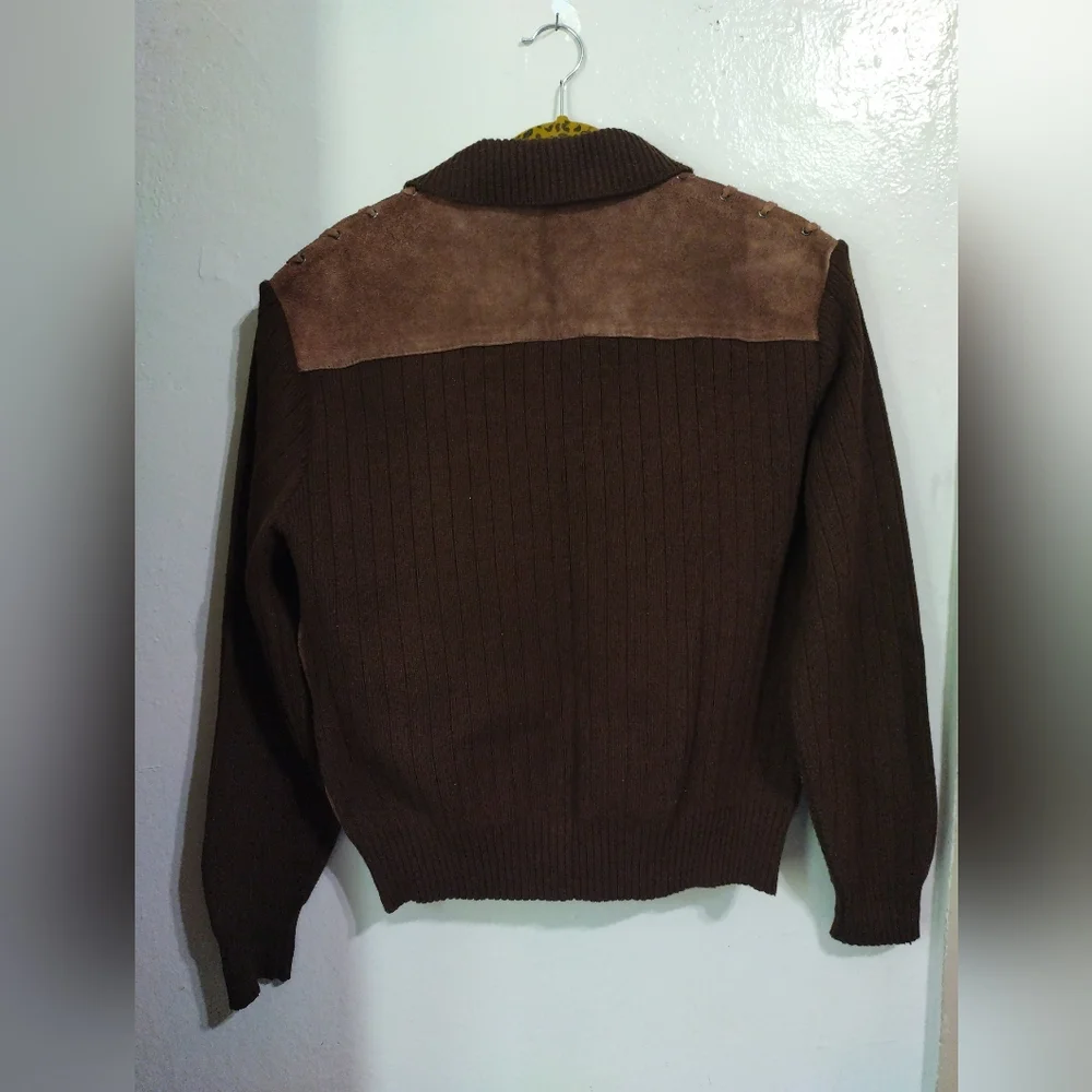 Vntg 60s 70s Mens Sueden Leather Sweater Jacket Caribou Bay Trading Co. - Picture 2 of 8